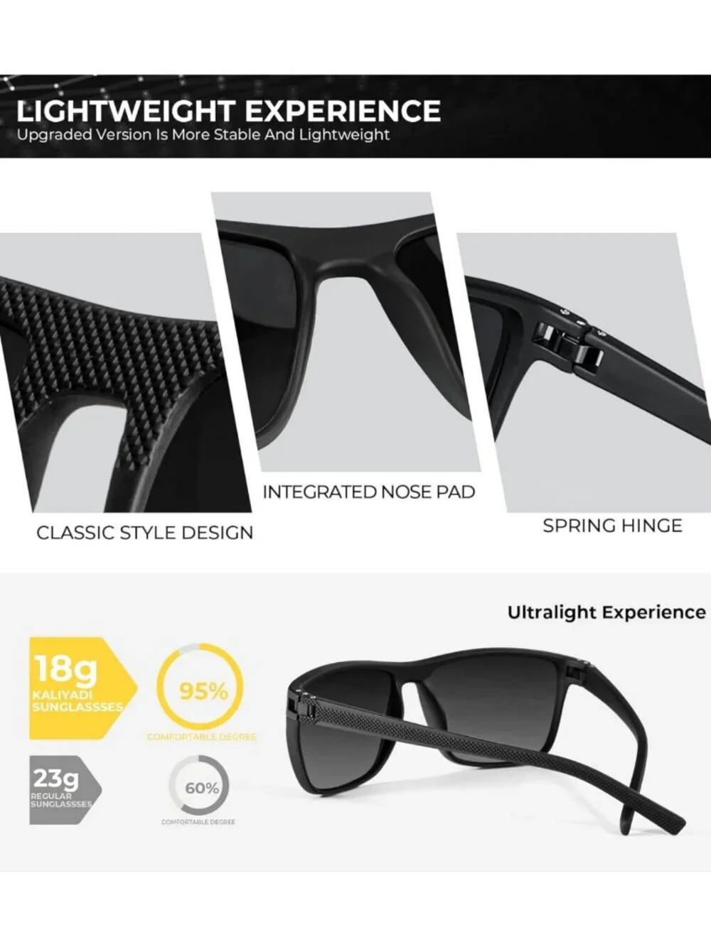 Lightweight Polarized Sunglasses for Men - UV Protection for Driving, Fishing